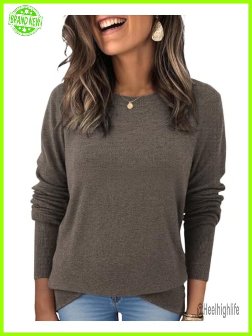 Wool Blend Pullover Sweater Crew Neck Long Sleeve Fall Winter Top